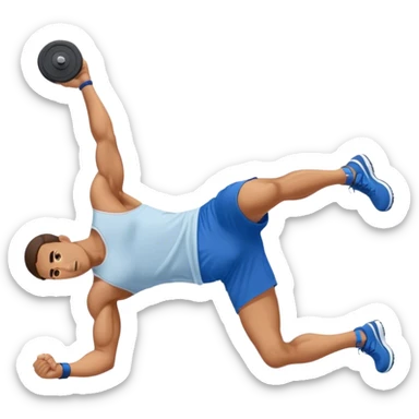 side-view of guy in blue shorts doing decline crunches sticker