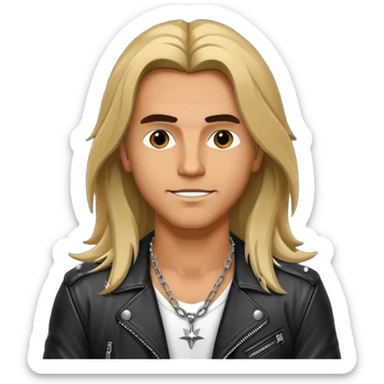a rockstar wearing necklace, leather jacket sticker