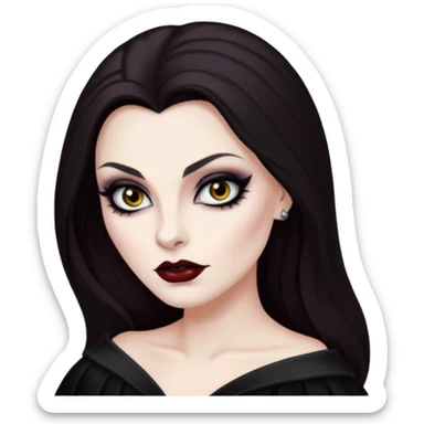 Vampira with long dark brown hair sticker