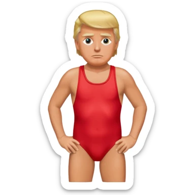 Donald trump wearing a red swimsuit as a man sticker