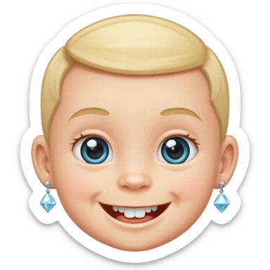 a smiling baby with diamond teeth sticker