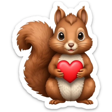 Squirrel holding a heart sticker