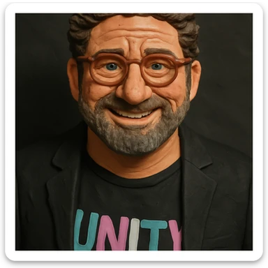 this image in claymation style portrait inspired by Gerard Butler sticker