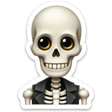 alex the skeleton with skinny little eye holes sticker