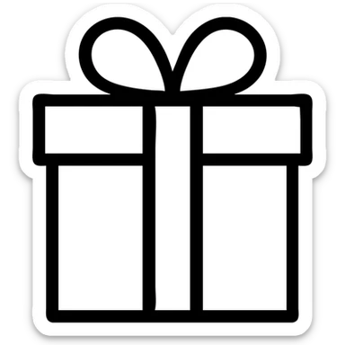 white present, simple, clean, iconic, minimalistic icon style sticker
