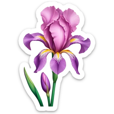 single Pink Iris, straight stem sticker