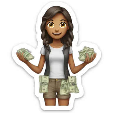 preatty girl which has money in her hands sticker