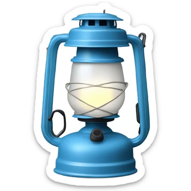 Realistic camping light blue lit camping lantern lisolated. sticker