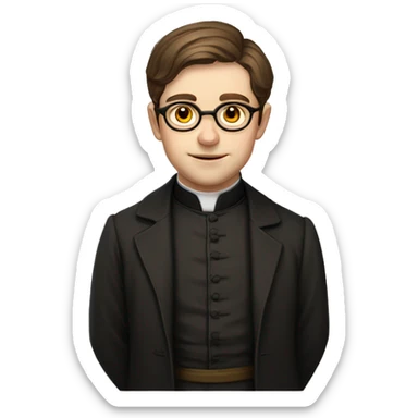 young Victorian priest with glasses, and little brown hair sticker