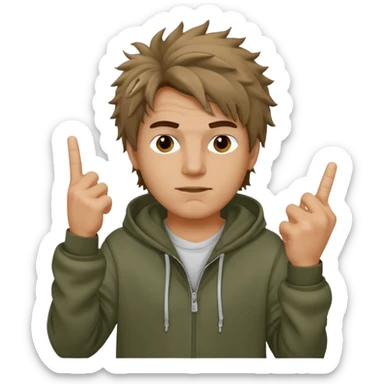 Moreno greñudo con capucha cuba la cara para el dedo del medio hombre sticker