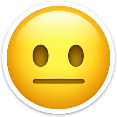 Yellow circle with no eyebrows and nose and the face feeling is neutral and the mouth is neutral its not smiling or frowning it looks like this symbol "—" sticker