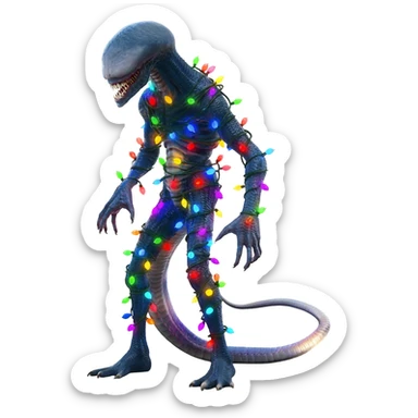 Demogorgon from stranger things with Christmas light wrapped around it sticker
