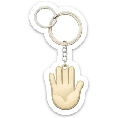 light beige keys on a dark green palm-shaped keychain, emoji style sticker