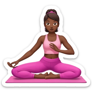 dark-skinned woman doing Pilates in pink sportswear sticker