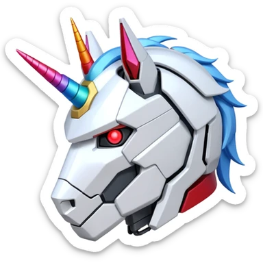 Gundam RX-0 Unicorn robot head, angled view sticker