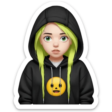 Billie eilish wearing hit me hard and soft hoodie  sticker