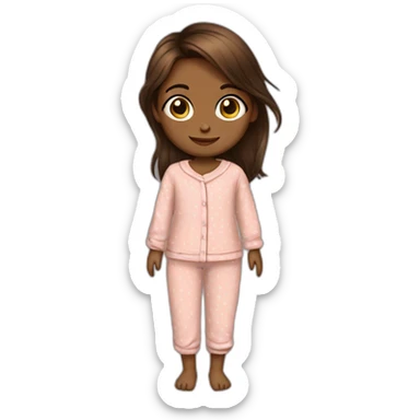 Fille en pyjama , peau marron , yeux noisettes,  cheveux noir court sticker