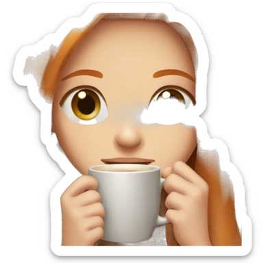 Aesthetic Ginger girl straight thick hair coffee sticker
