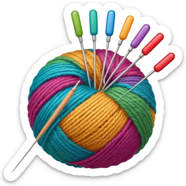 ball of wool with knitting needles sticker