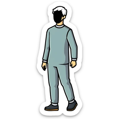 grey human silhouette with no facial features, no face, no eyes, no nose, no mouth, simple outline sticker