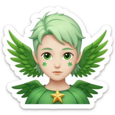 like character, star of green that have white wings  sticker