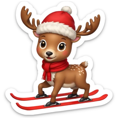 baby reindeer skiing sticker