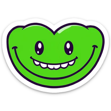 close-up of smile with bright green braces on teeth sticker