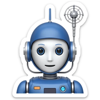 tête de robot cosmonaute bleu marine et blanc avec une antenne sticker