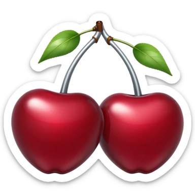 A pair of cherries emoji made of liquid silver chrome, smooth rounded shapes, glossy metallic surface, subtle sensual vibe, luxury sexy aesthetic, iOS emoji style, centered, clean white background sticker