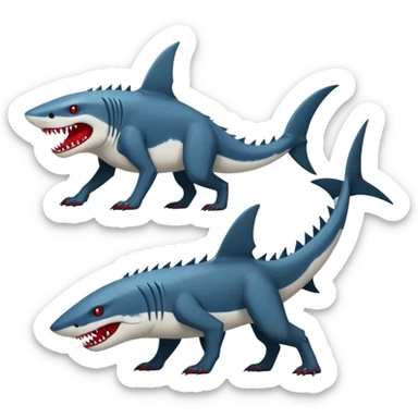 Realistic dark edgy canine-vernid-sergal-fursona-hybrid-animal creature with a shark-tail and red scars, full body, with cool sharp markings  sticker