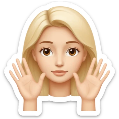 Minimal emoji representing reduced facial puffiness, soft hand gesture shaping the face contour, balanced and natural appearance, wellness-focused, simple and easy to understand
 sticker