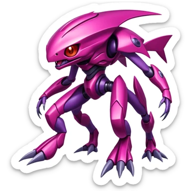 Shiny Exotic Colorful epic Gabite-Genesect-Koraidon-Fakémon-hybrid-creature (full body)  sticker