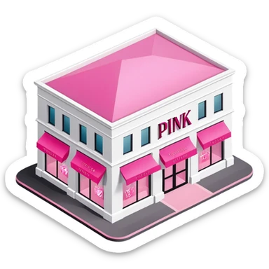 isometric exterior view victoria's secret pink store, 3d realistic sticker