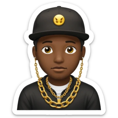 black guy with golden chains fleshtunnels and a snapback cap sticker