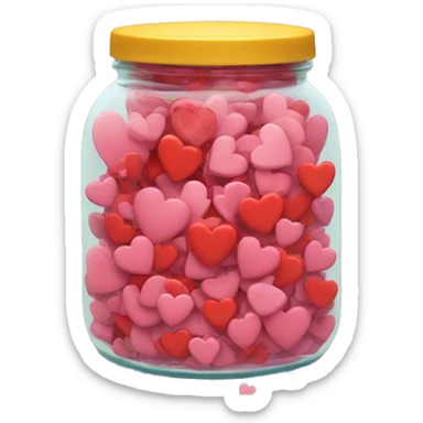 A jar overflowing with hearts sticker