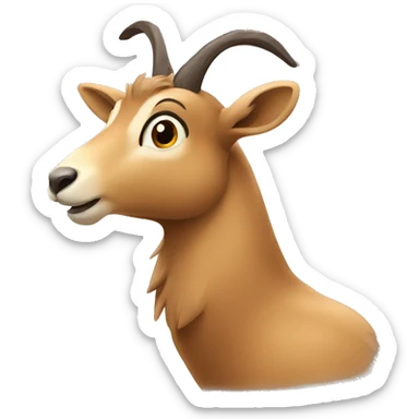 happy smiling brown chamois thinking sticker