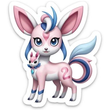 Elegant cute petite beautiful pretty Palkia-Diancie-Absol-Sylveon-Meloetta-fusion  sticker