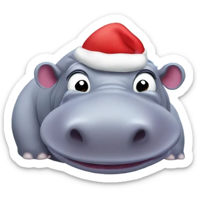 hippo with santa hat sticker