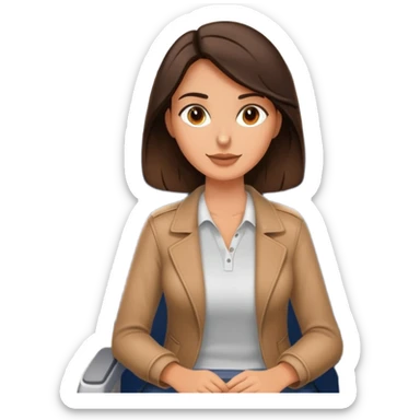 Casual brunette on airplane seat sticker