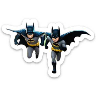 Batman and Robin running on an alley at night sticker