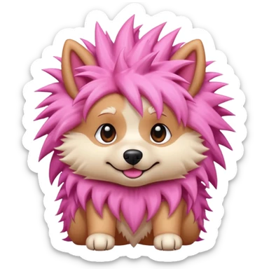 fancy pink spiky haired dog sticker