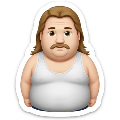 Long hair fat men in white tank top sticker