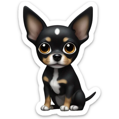Black chihuaha with white spots on chest sticker