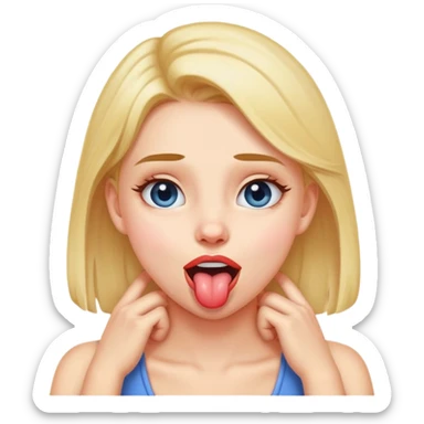 Girl with hands on neck and tounge out  sticker