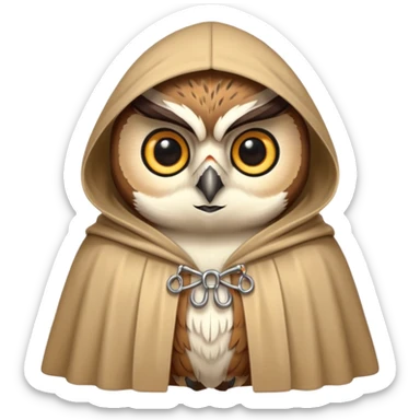 owl in beige cloak sticker