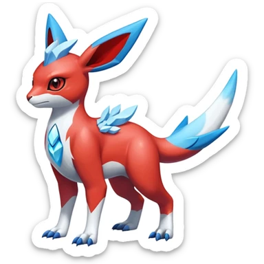  Cute Shiny Exotic Colorful Guilmon-Latias-Koraidon-Glaceon-Fakémon-hybrid-creature (full body)  sticker