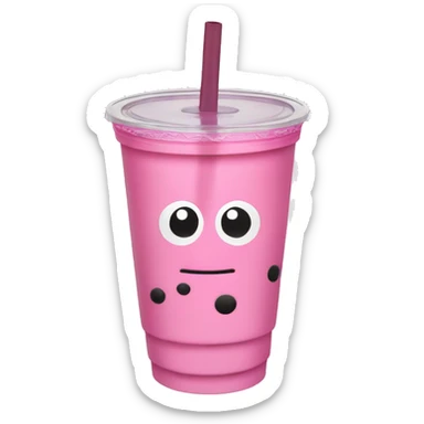 Pink boba tea plastic cup sticker