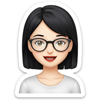 A girl with black hair winking with glasses on sticker