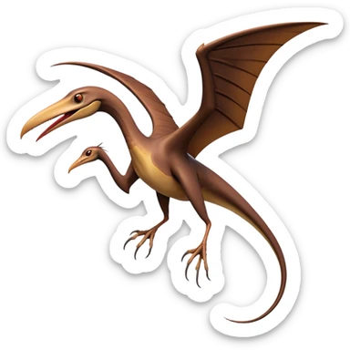 Cinematic Noble Pterodactyl Portrait Emoji, Poised and soaring, with a slender, aerodynamic body, expansive leathery wings outstretched, a long pointed beak, and keen, piercing eyes that exude aerial grace, Simplified yet sharply defined features, highly detailed, glowing with a soft, ethereal radiance, high shine, intelligent and commanding, stylized with an air of prehistoric flight mastery, focused and graceful, soft glowing outline, capturing the essence of a watchful and confident Pterodactyl that appears ready to glide out of the screen with effortless majesty! sticker