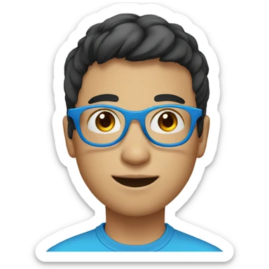 boy with blue round glasses short dark hair sticker